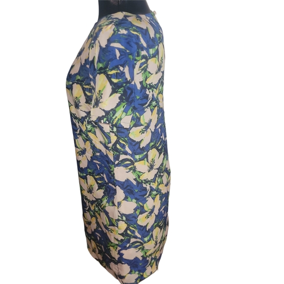 J Crew Blue And Pink Floral Print Short Sleeve Shift Dress 2 - Picture 5 of 7